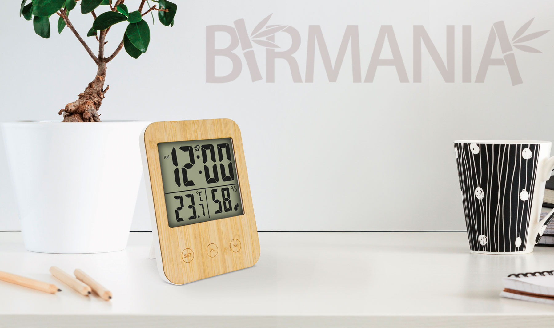 TERMOMETRO HIGROMETRO DE BAMBU "BIRMANIA"
