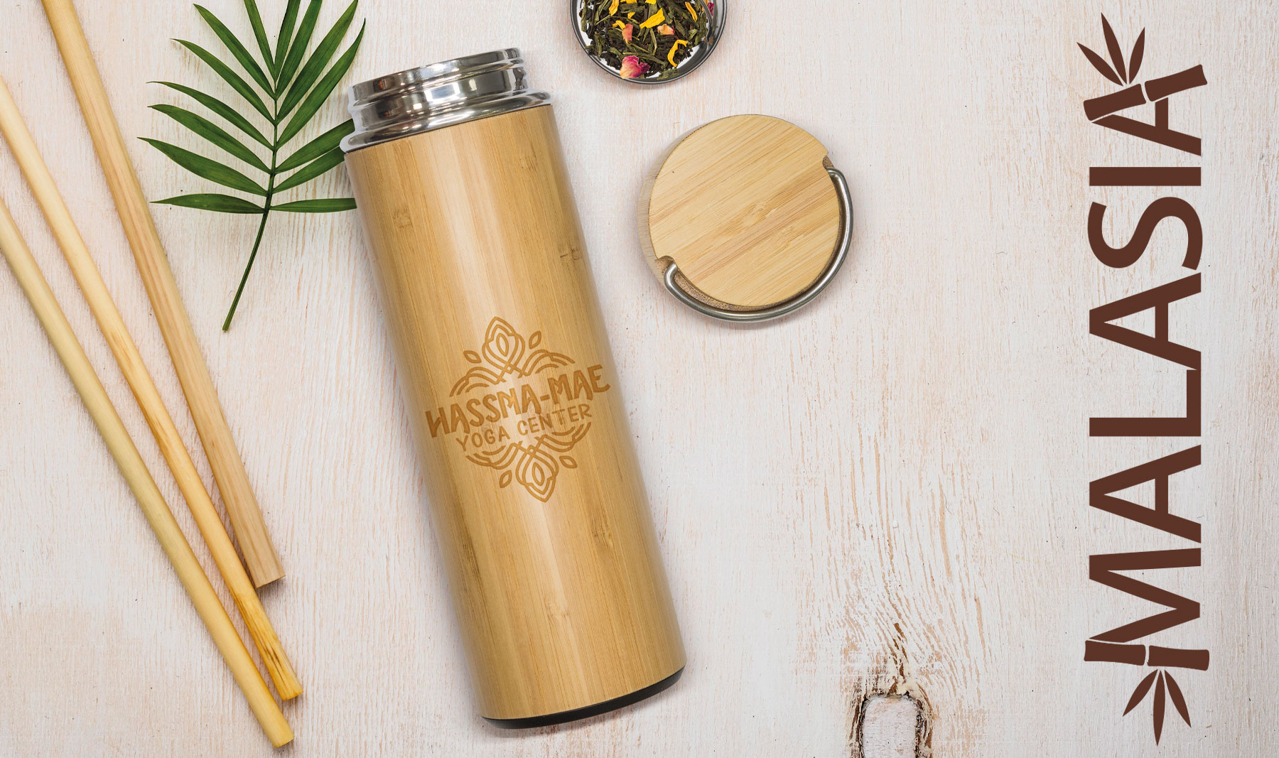 TERMO DOBLE PARED BAMBU/ACERO INOXIDABLE "MALASIA"