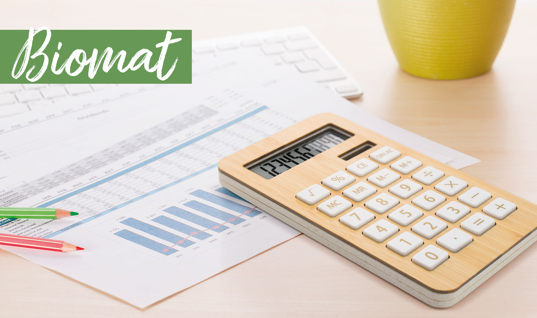 CALCULADORA BAMBÚ/FIBRA DE TRIGO "BIOMAT"