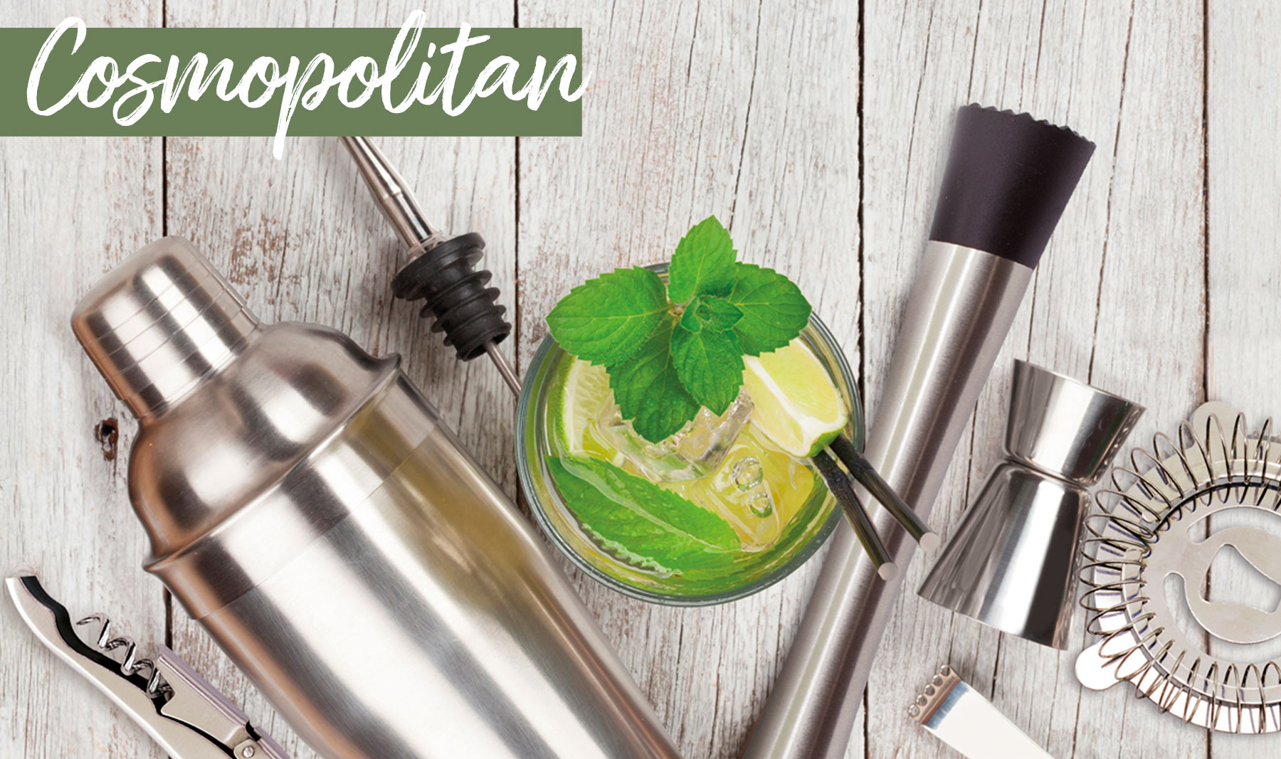 SET DE COCTELERIA PROFESIONAL "COSMOPOLITAN"