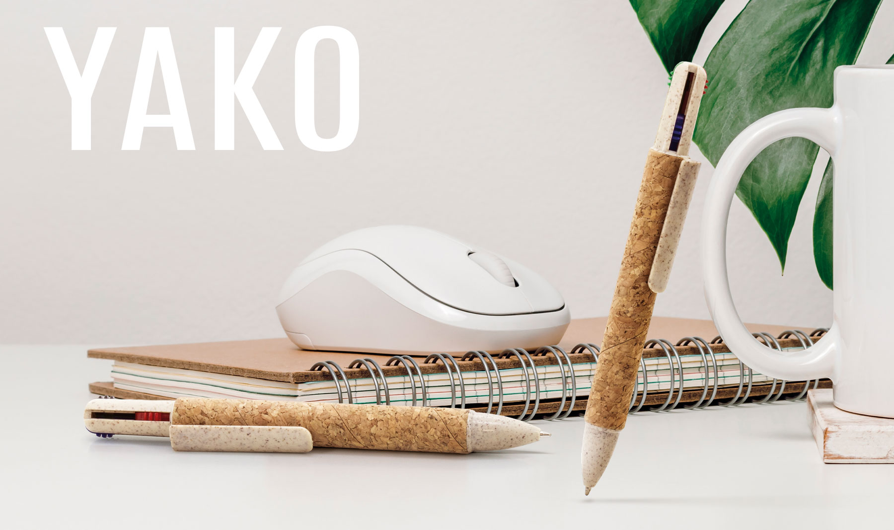 BOLIGRAFO 4 COLORES CORCHO Y FIBRA DE TRIGO "YAKO"