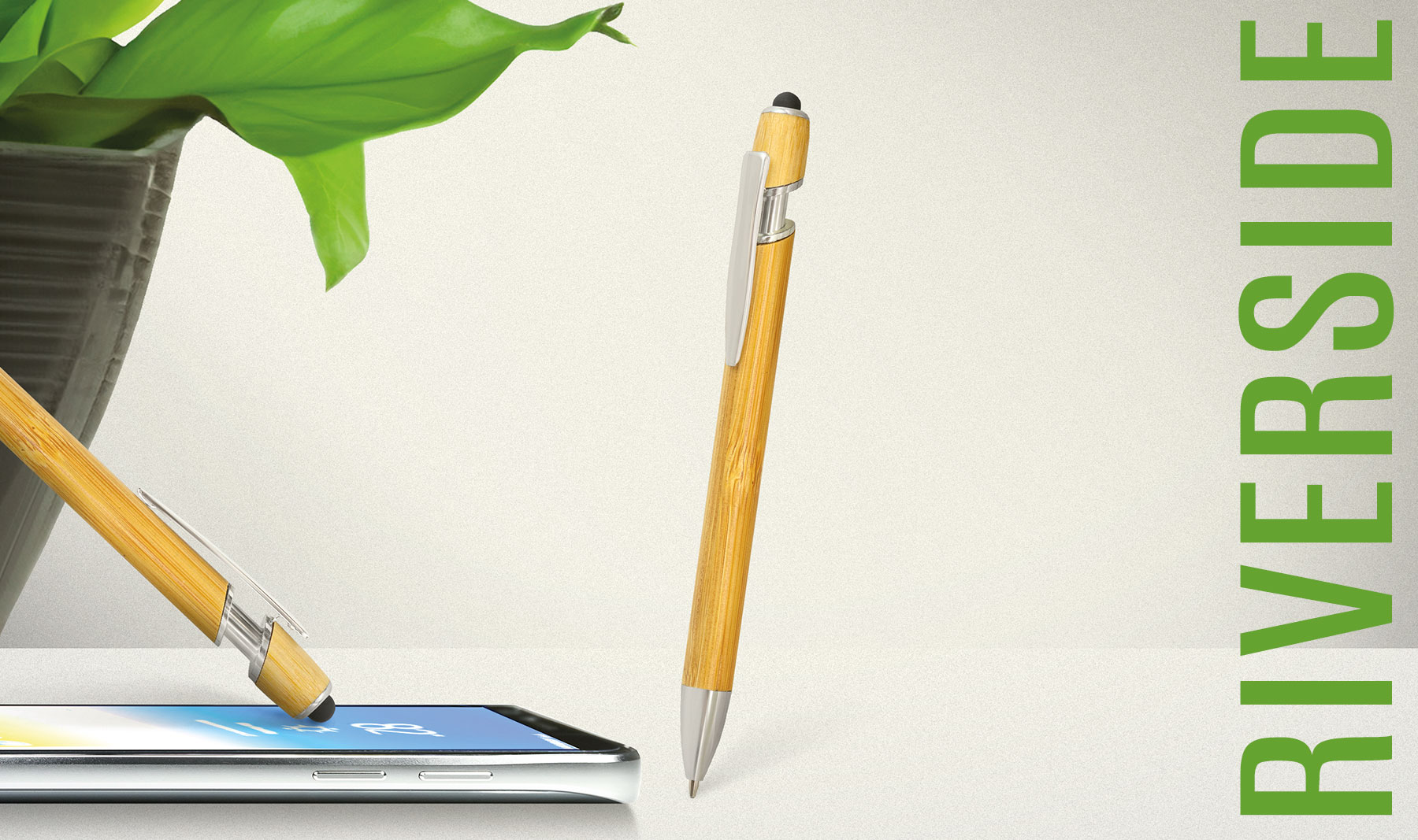 BOLIGRAFO DE BAMBÚ CON TOUCH " RIVERSIDE"