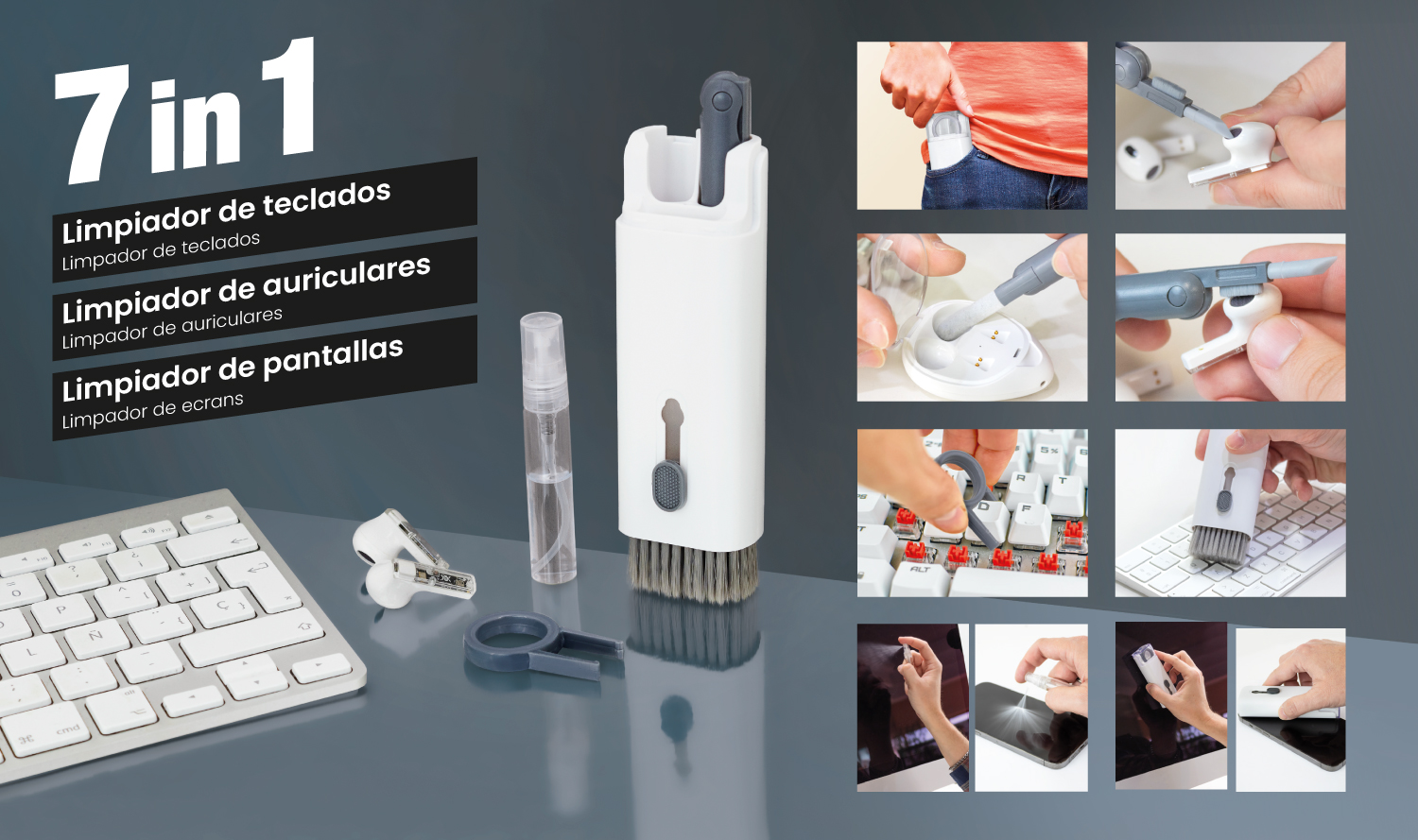 KIT DE LIMPIEZA MULTIFUNCIÓN PARA TECLADO 
