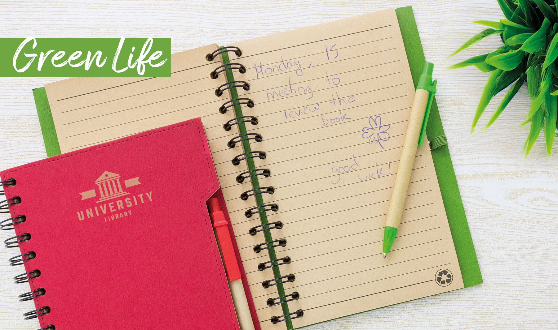 CUADERNO A5 CON BOLIGRAFO ECO "GREEN LIFE"