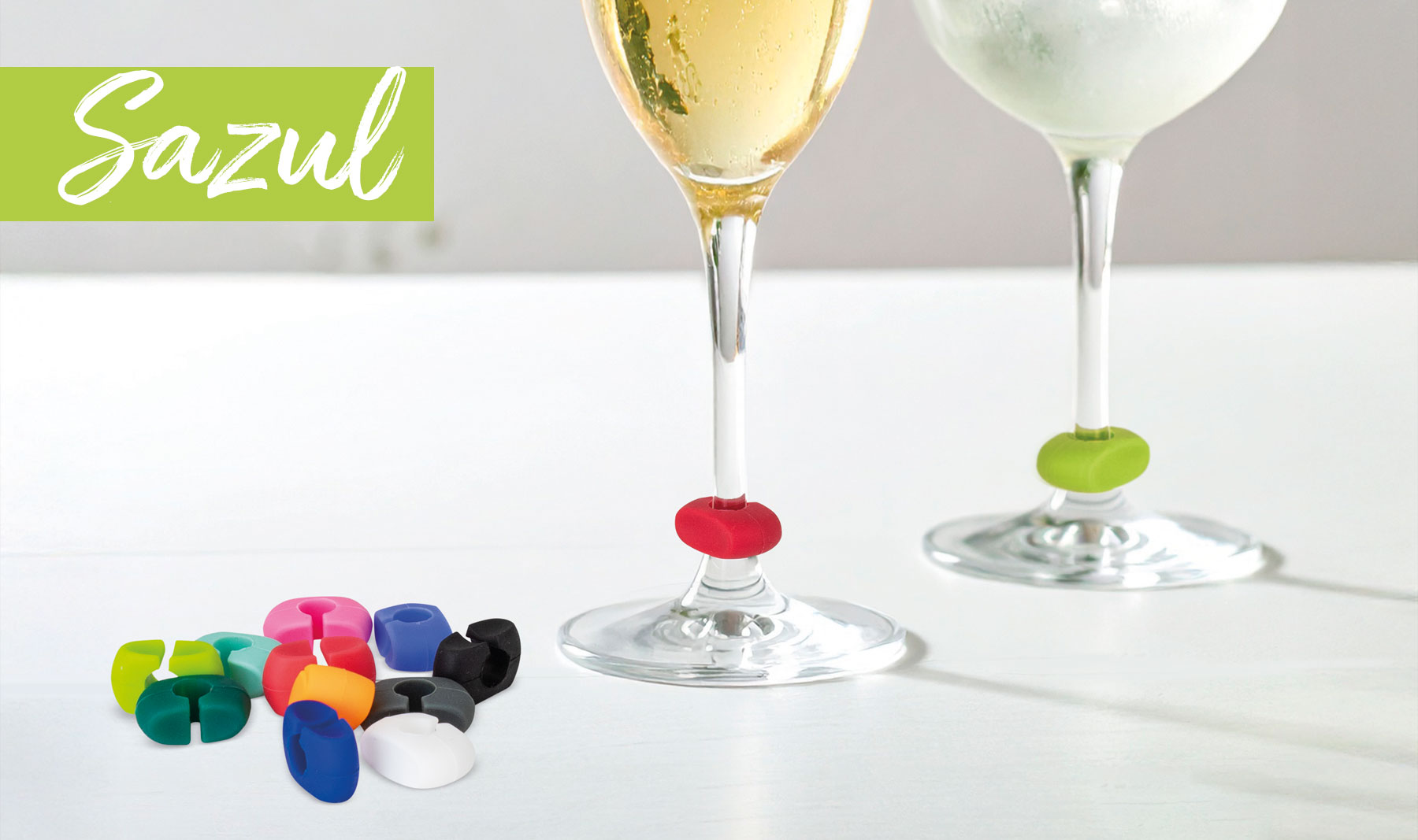 SET 12 MARCADORES DE SILICONA PARA COPAS "SAZUL"