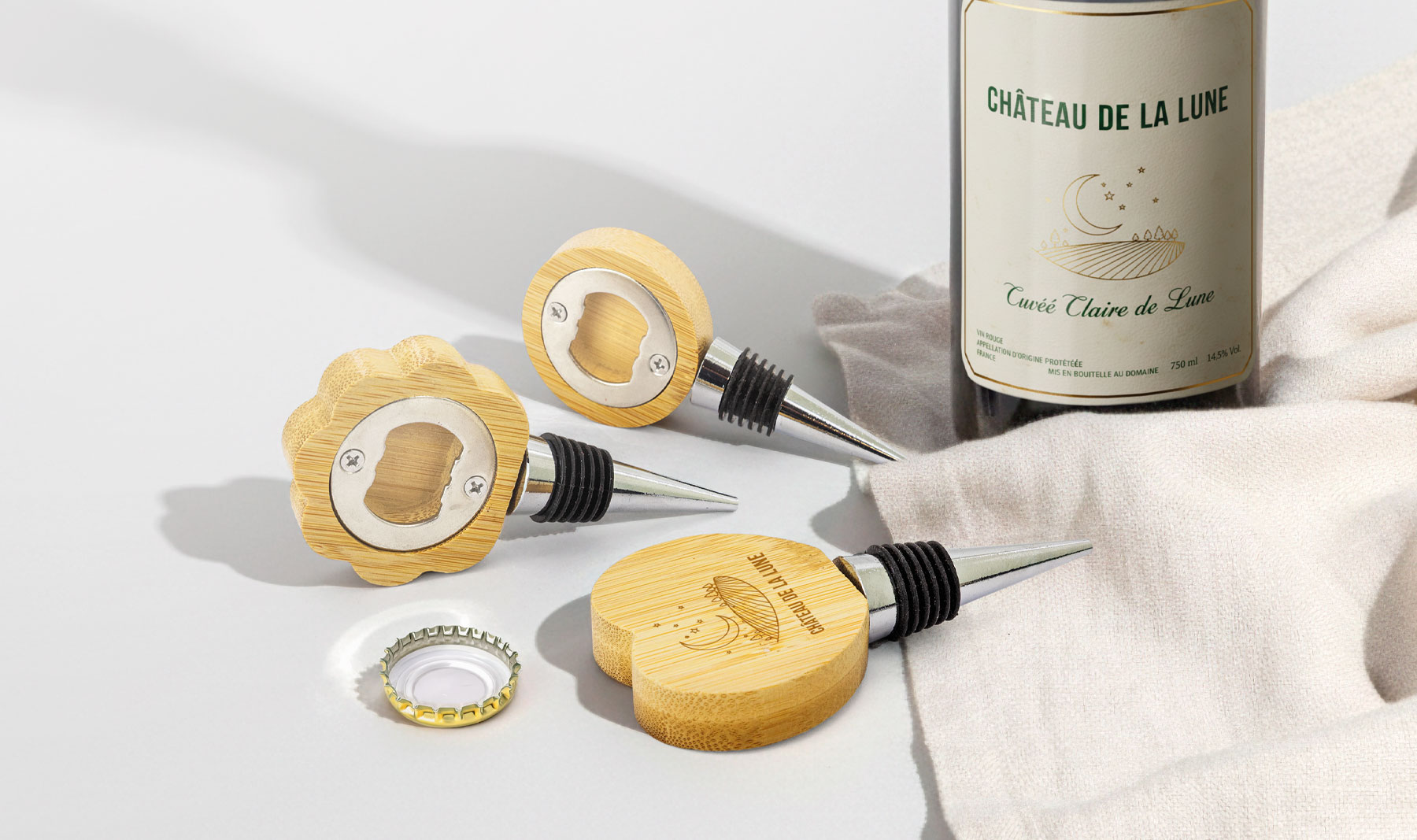 ABREBOTELLAS TAPÓN BAMBÚ NATURAL "ÁSTER"