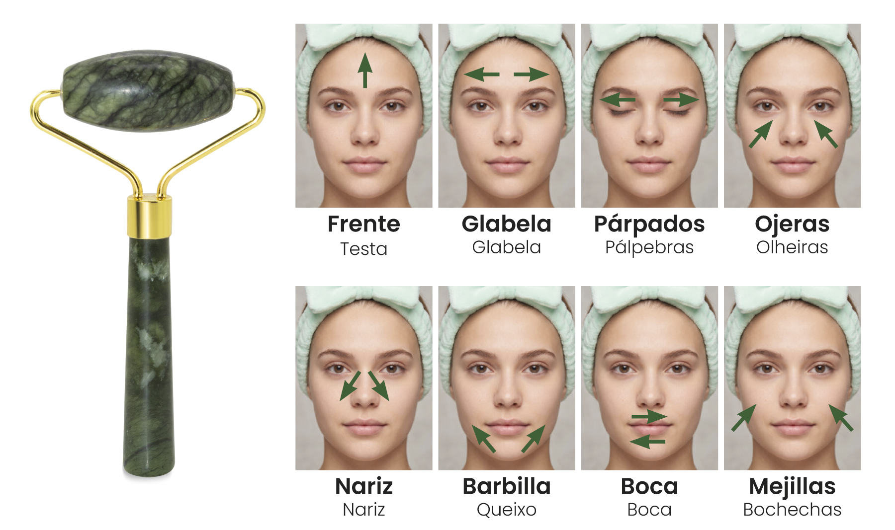 RODILLO FACIAL DE PIEDRA NATURAL JADE "QING"