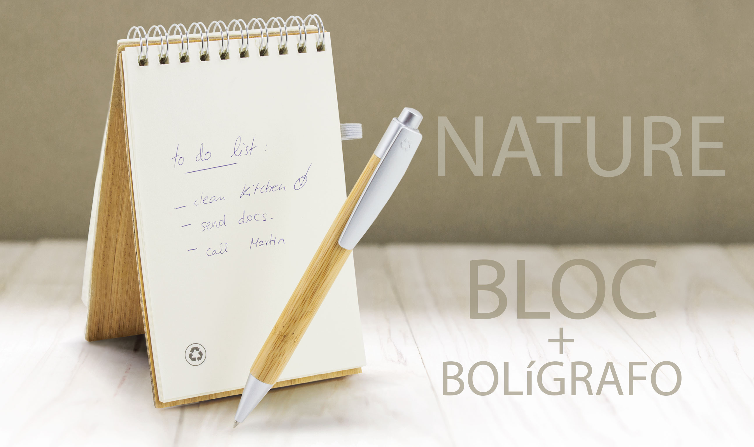 BLOC BAMBU CON BOLIGRAFO NATURE
