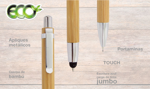 SET BOLIGRAFO Y PORTAMINAS BAMBU "ELASTIC"