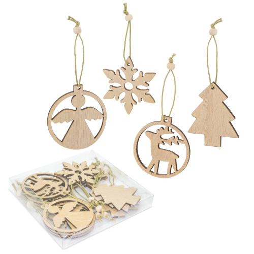 SET CHRISTMAS WOODEN ORNAMENTS "NOELLY"