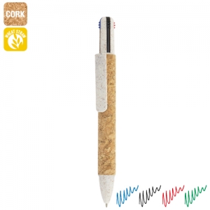 BOLIGRAFO 4 COLORES CORCHO Y FIBRA DE TRIGO "YAKO"