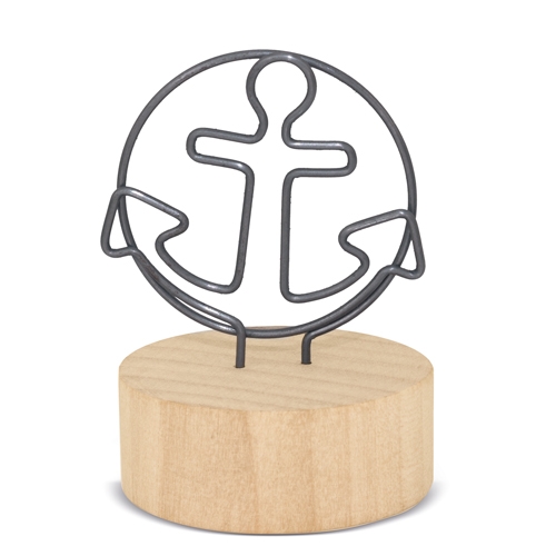 MEMO CLIP CON BASE DE MADERA "ÁNCORA"