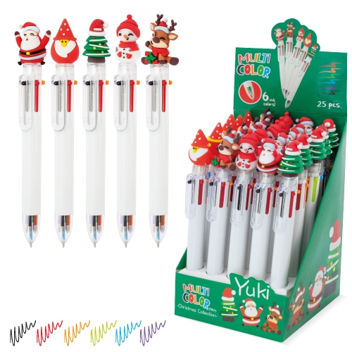 SET NAVIDEÑO BOLIGRAFOS MULTICOLOR "YUKI"