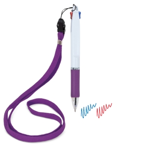 BOLÍGRAFO 2 COLORES CON LANYARD "BISSKAR"