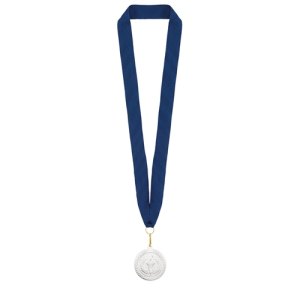 MEDALLA DE PLATA "OLIMPIA" LANYARD AZUL