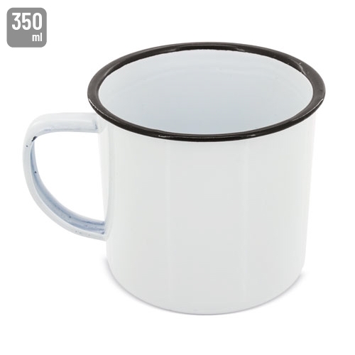 Enameled metal cup with edge 