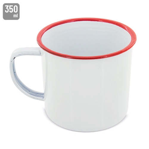 Enameled metal cup with edge 