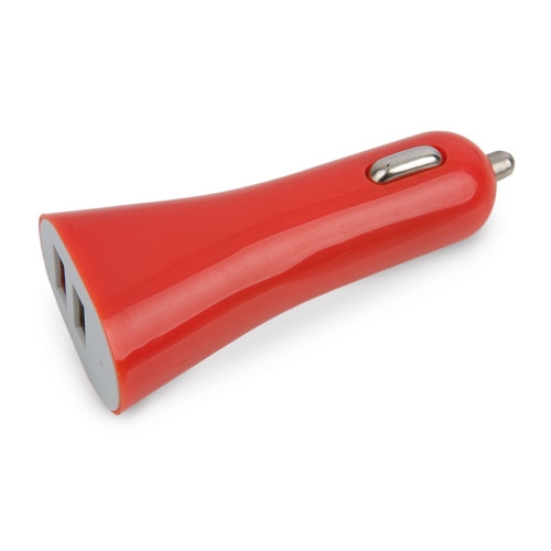 CARGADOR DE COCHE DOBLE USB ROJO