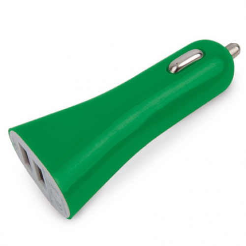 CARGADOR DE COCHE DOBLE USB VERDE