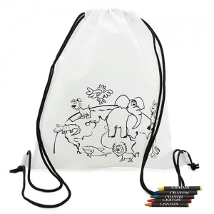 Backpack with wax crayons