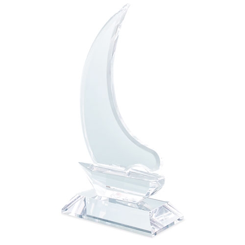BOAT SHAPED GLASS TROPHY