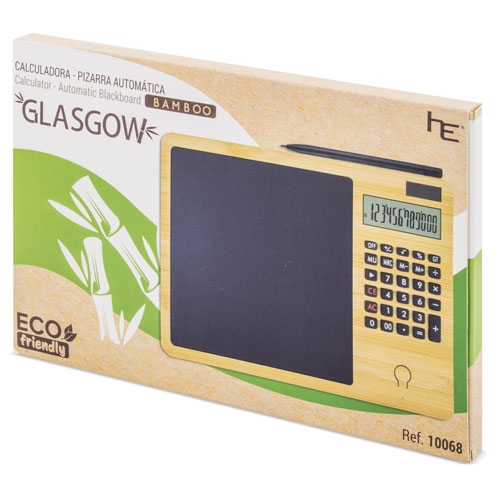 CALCULADORA BAMBU CON PIZARRA AUTOMATICA "GLASGOW"