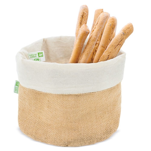 COTTON AND NATURAL JUTE BREAD BASKET 