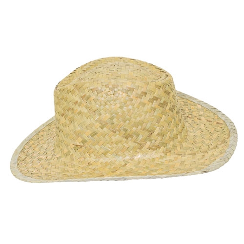 GREEN STRAW HAT WITH INTERIOR RIBBON 