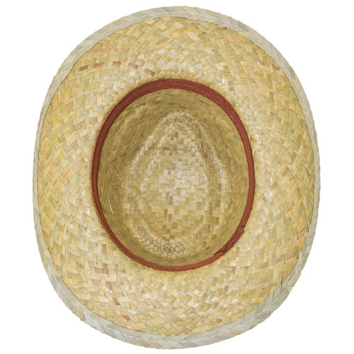 GREEN STRAW HAT WITH INTERIOR RIBBON 
