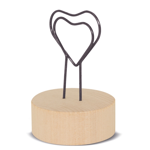 MEMO CLIP CON BASE DE MADERA "LOVE U"