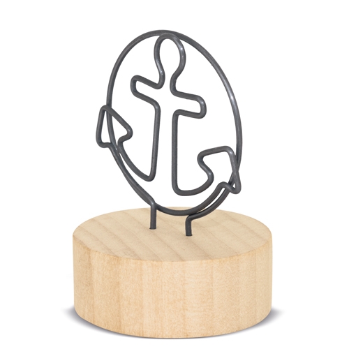 MEMO CLIP CON BASE DE MADERA "ÁNCORA"