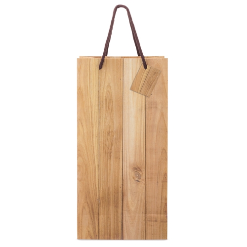 BOLSA PAPEL EFECTO MADERA 2 BOTELLAS "ABETO"