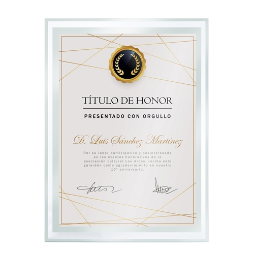 MARCO CRISTAL DIPLOMA A5 "BISELA"