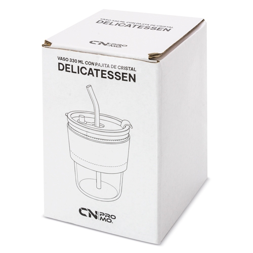 VASO 330 ML CON PAJITA DE CRISTAL "DELICATESSEN"
