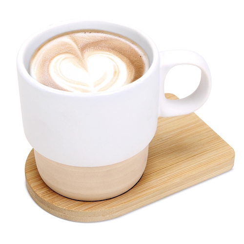 MUG SUBLIMACIÓN APILABLE CON BASE DE BAMBÚ