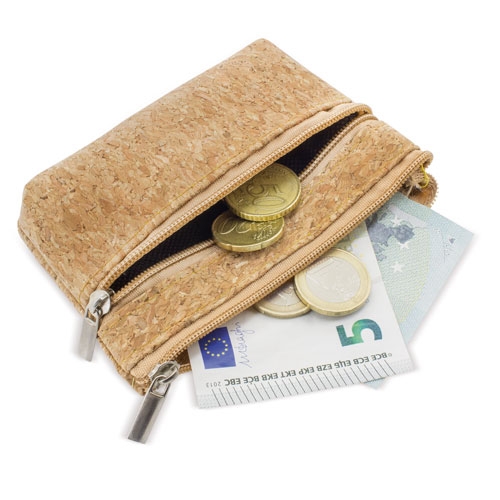 <p>DOUBLE ZIP CORK PURSE “NATUR”</p>