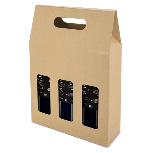 CAJA CARTON VENTANA 3 BOTELLAS "TREVISO"