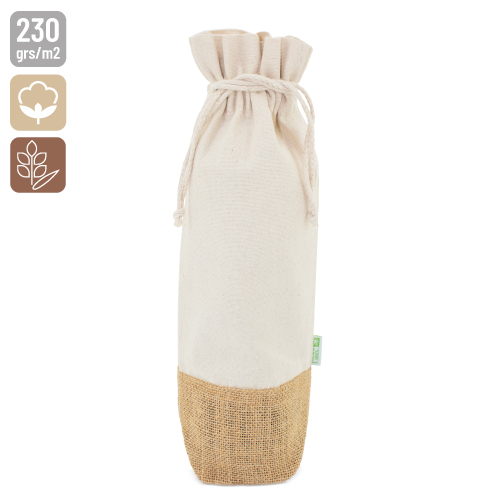 COTTON AND NATURAL JUTE WINE BAG 