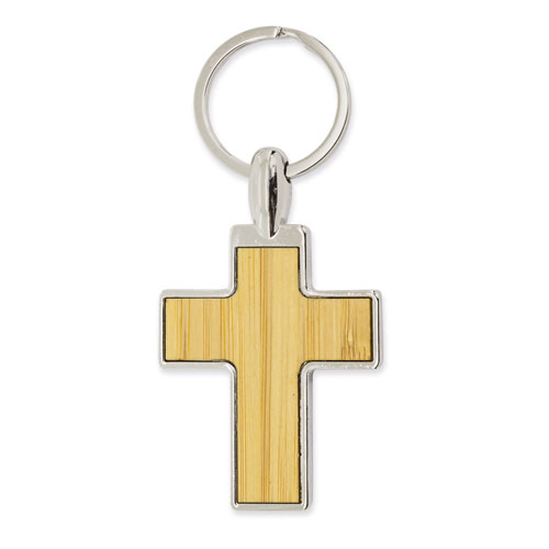 BAMBOO KEYRING WITH CROSS 
