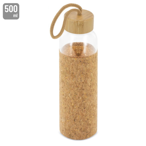 Glass bottle with bamboo/cork lid 