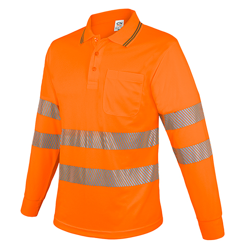 POLO MANGA LARGA CON BOLSILLO Y BANDAS REFLECTANTES “QVO”