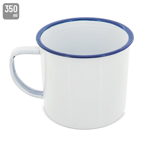 Enameled metal cup with edge 