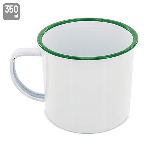 Enameled metal cup with edge 