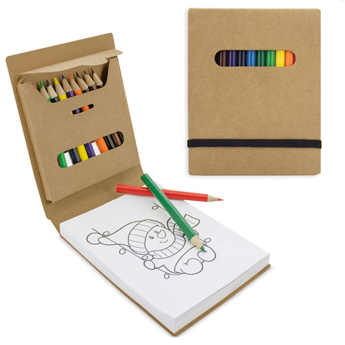 COLORING NOTEBOOK + 12 COLOURED PENCILS 