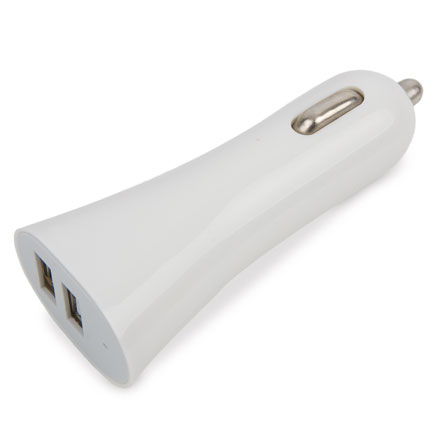 CARGADOR DE COCHE DOBLE USB BLANCO