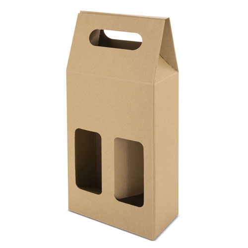 CAJA CARTON VENTANA 2 BOTELLAS 