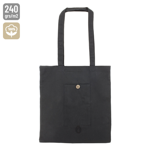 BOLSA DE ALGODON PLEGABLE CON BOLSILLO 