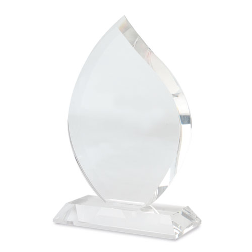 TEARDROP SHAPED GLASS TROPHY 