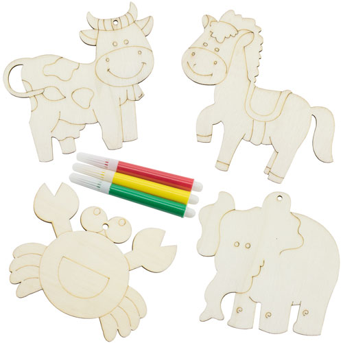 SET WOODEN DECORATIONS "HAPPY" (4 PCS)