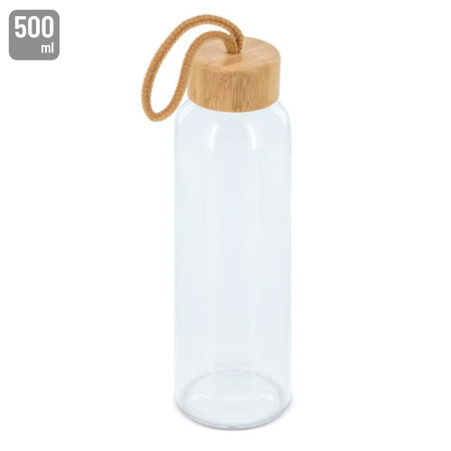 Glass bottle with bamboo lid 
